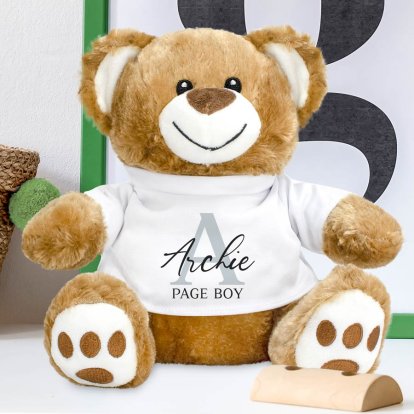 Personalised Page Boy Teddy Bear - Name & Initial