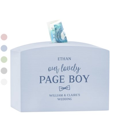 Personalised Page Boy Wooden Money Box