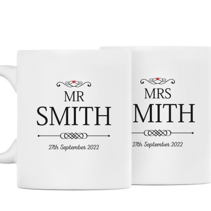 Personalised Pair of Mr and Mrs Mug Set