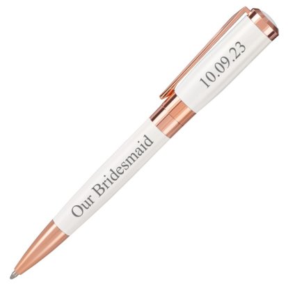 Personalised Pearl White & Rose Gold Trim Pen