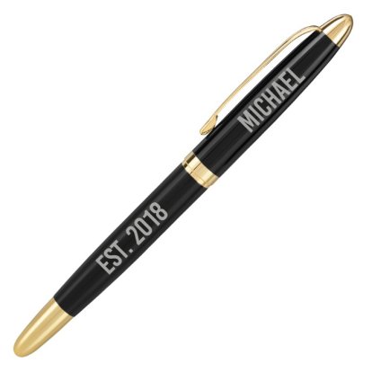 Personalised Pen - Black & Gold Trim