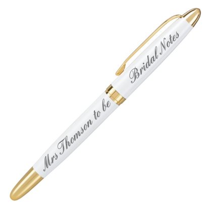 Personalised Pen - Pearl White & Gold Trim