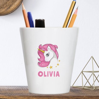 Personalised Pen & Pencil Pot - Unicorn