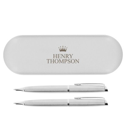 Personalised Pen Set & Gift Box - Crown Design