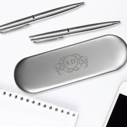 Personalised Pen Set & Gift Box - Swirl Initials