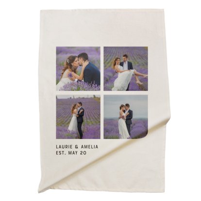 Personalised Photo Collage Tea Towel for Newlyweds