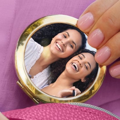 Personalised Photo Gold Compact Mirror
