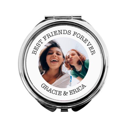 Personalised Photo & Text Silver Compact Mirror 