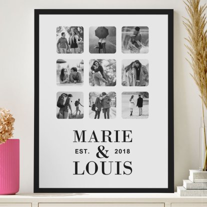 Personalised Photo Upload Collage Print for Anniversaries - Black