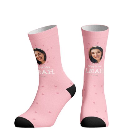 Personalised Photo Upload Pink Heart Socks