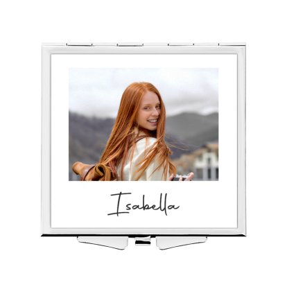 Personalised Photo Upload & Text Square Compact Mirror