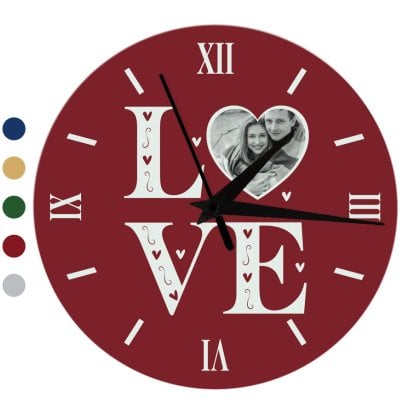 Personalised Photo Upload Wall Clock for Anniversaries - LOVE