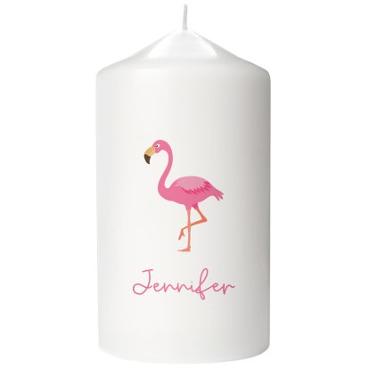 Personalised Pillar Candle - Flamingo