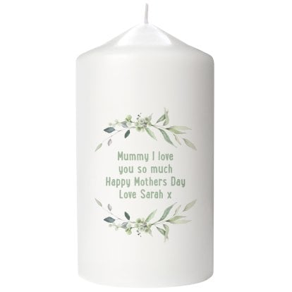 Personalised Pillar Candle - Floral Message