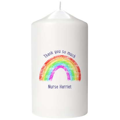 Personalised Pillar Candle - Rainbow Design