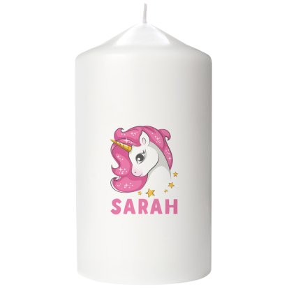 Personalised Pillar Candle - Unicorn