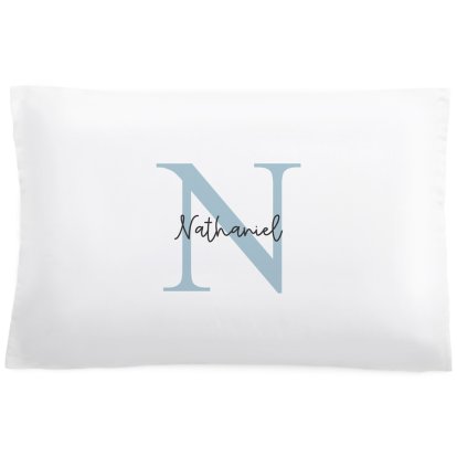 Personalised Pillowcase - Blue Initial & Name