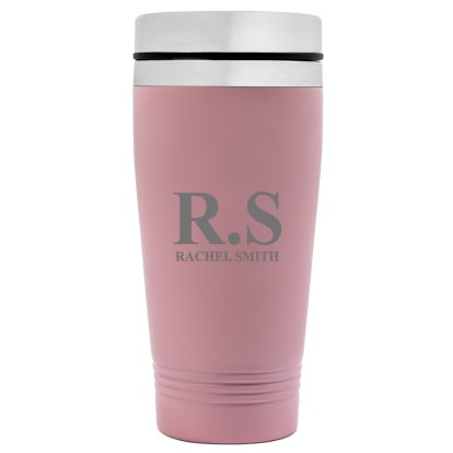 Personalised Pink Colour Premium Travel Mug