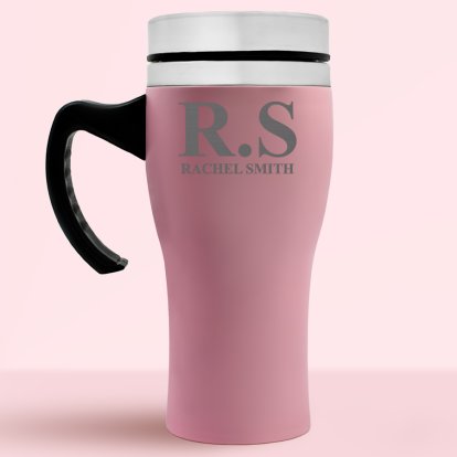 Personalised Pink Colour Premium Travel Mug
