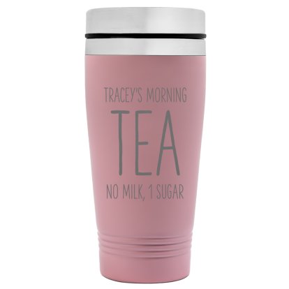 Personalised Pink Colour Travel Mug - Morning Tea