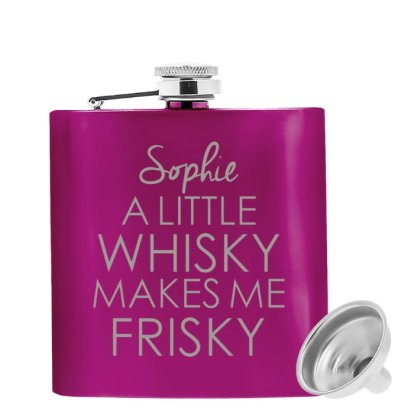 vPersonalised Pink Hip Flask - Frisky Whisky