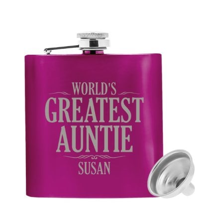 Personalised Pink Hip Flask - World's Greatest