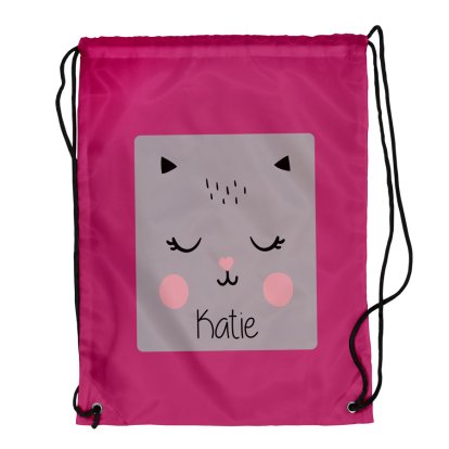 Personalised Pink Kids Swim / Backpack - Dreaming Kitty