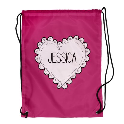 Personalised Pink Kids Swim / Backpack - Heart Design