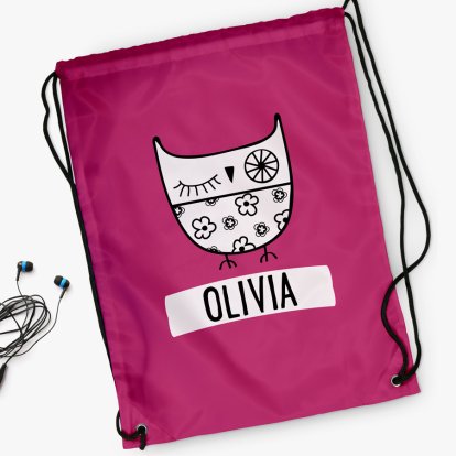 Personalised Pink Kids Swim / Backpack - Owl Design
