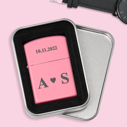 Personalised Pink Lighter - Couple's Initials 