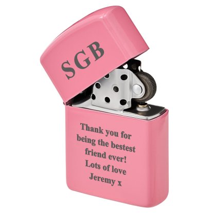 Personalised Pink Lighter - Initials & Message