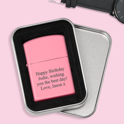Personalised Pink Lighter - Message