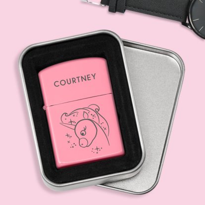 Personalised Pink Lighter - Unicorn 
