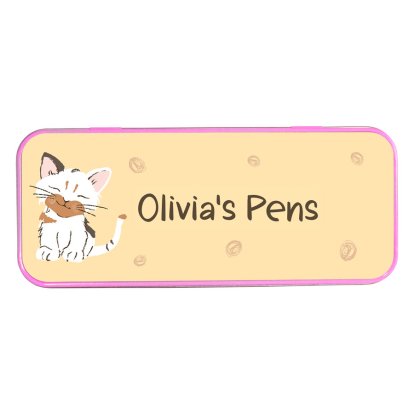 Personalised Pink Pencil Tin - Kitty 