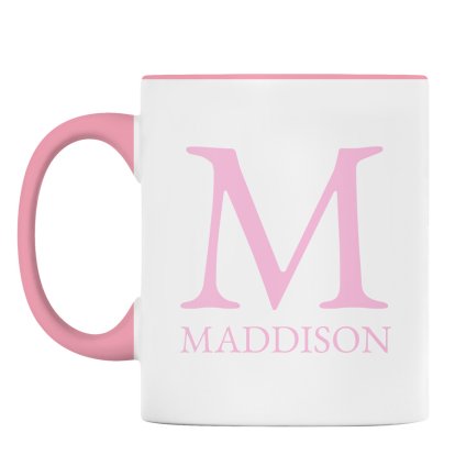 Personalised Pink Rimmed Mug - Initial & Name