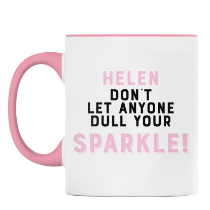 Personalised Pink Rimmed Mug - Sparkle!