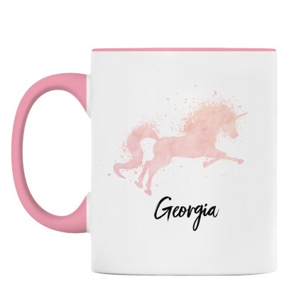 Personalised Pink Rimmed Mug - Unicorn