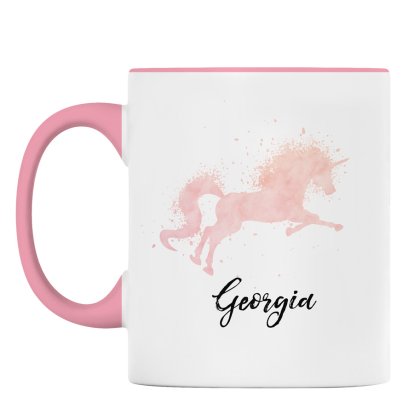 Personalised Pink Rimmed Mug - Unicorn