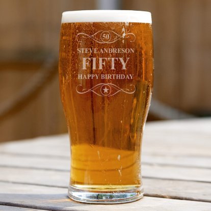 Personalised Pint Beer Glass - Birthday 