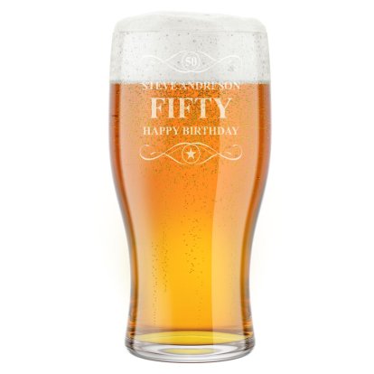 Personalised Pint Beer Glass - Birthday