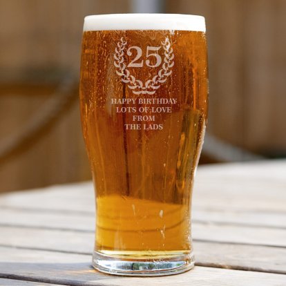 Personalised Pint Beer Glass - Crest Age Design 
