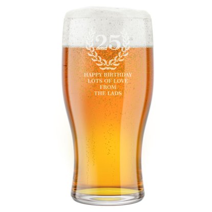 Personalised Pint Beer Glass - Crest Age Design