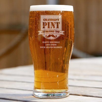 Personalised Pint Beer Glass - Established 