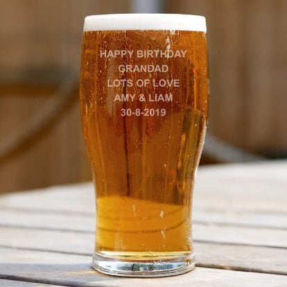 Personalised Pint Beer Glass - Any Message 