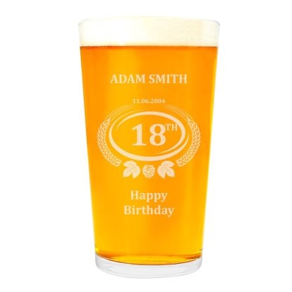 Personalised Pint Glass - Age Crest