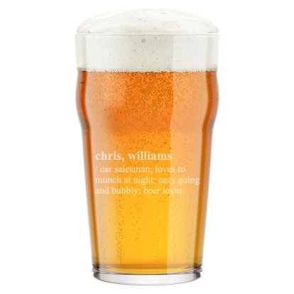 Personalised Pint Glass - Definition Message