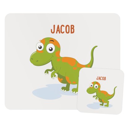 Personalised Placemat and Coaster Set - Dinosaur