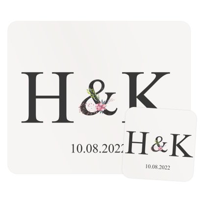 Personalised Placemat & Coaster Set - Couples Initial