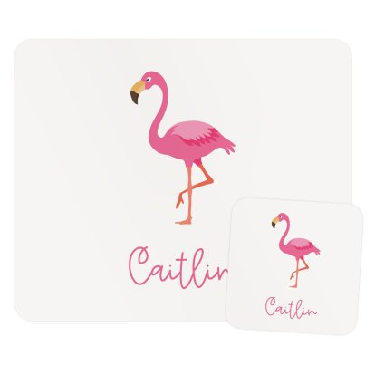 Personalised Placemat & Coaster Set - Flamingo
