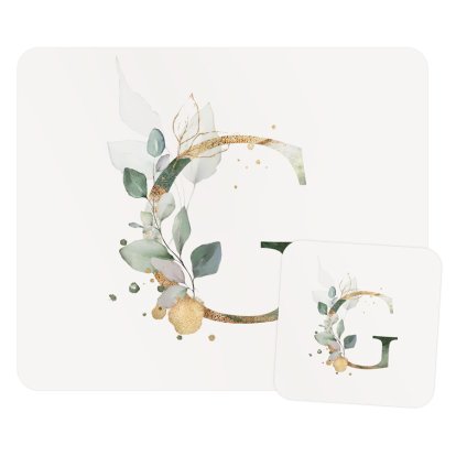 Personalised Placemat & Coaster Set - Floral Initial